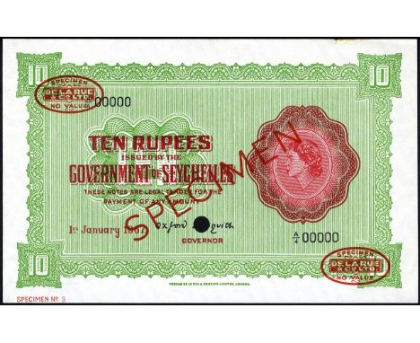 Seychelles, P 12ds, Linzmayer B119ds, Government of Seychelles, 10 Rupees, 1 January 1967, SPECIMEN. Portrait of Queen Elizab