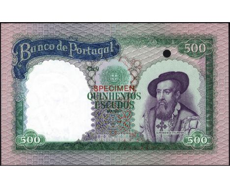 Portugal, P 162ct, Banco de Portugal, 500 Escudos, 27 May 1958, COLOR TRIAL. Portrait of D. Francisco de Almeida at right on 