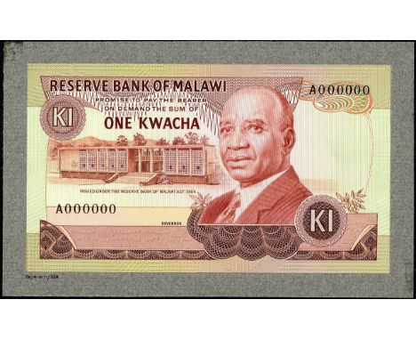 Malawi, P NL, Linzmayer NL, Reserve Bank of Malawi, 1 Kwacha, L.1964, COMPOSITE FRONT DESIGN. Building at left, portrait of D