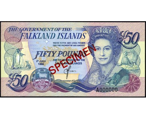 Falkland Islands (Malvinas), P 16s, Linzmayer B222as, The Government of the Falkland Islands, 50 Pounds, 1 July 1990, SPECIME