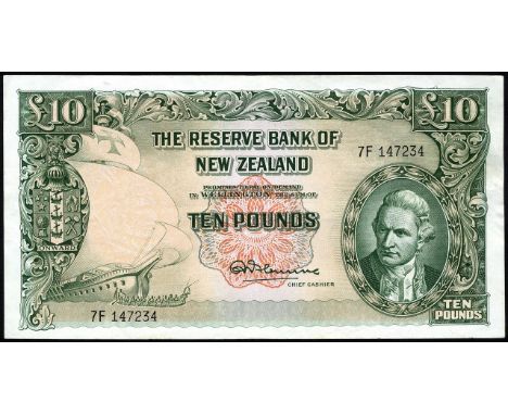 New Zealand, P 161a, Linzmayer B108d, Reserve Bank of New Zealand, 10 Pounds, (1940-1955). Sailing ship at left, portrait of 