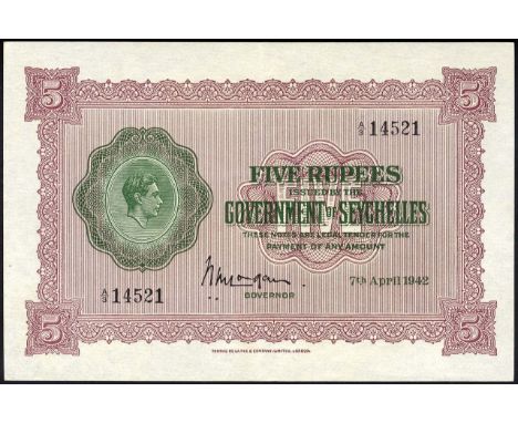 Seychelles, P 8, Linzmayer B115a, Government of Seychelles, 5 Rupees, 7 April 1942. Signature William Marston Logan. Portrait