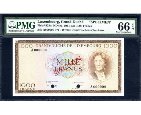 Luxembourg, P 52Bs, Schneider C43B, Grand-Duché de Luxembourg, 1,000 Francs, Portrait of Grand Duchess Charlotte at right on 