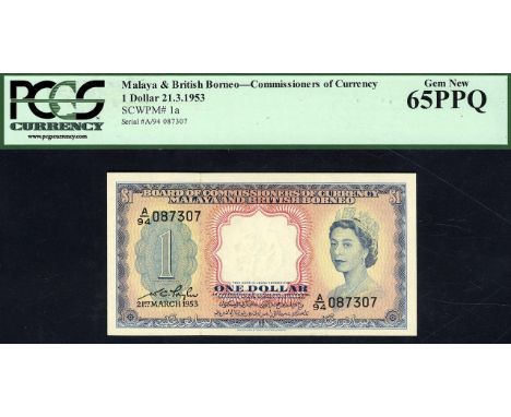 Malaya & British Borneo, P 1a, Linzmayer B101a, Board of Commissioners of Currency Malaya and British Borneo, 1 Dollar, 21 Ma