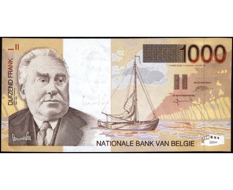 Belgium, NBBB-105, P 150, Banque Nationale de Belgique, 1,000 Francs, (1997). Portrait of Constant Permeke at left, sailboat 