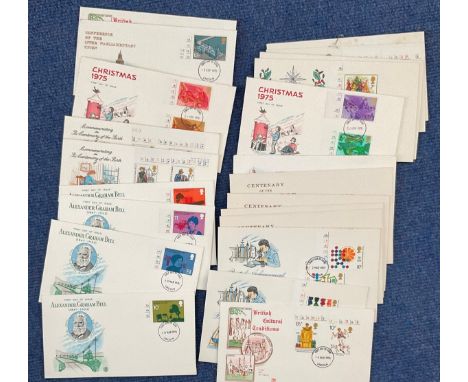 22 Stuart FDC (All have pairs of Stamps with Gutter Makings) and Various FDI Postmarks, Includes Architectural Heritage Year 