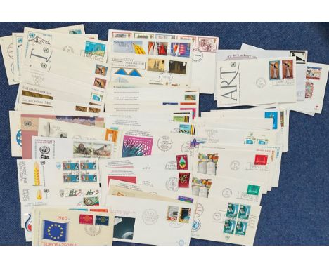 54 FDC with Stamps and Various FDI Postmarks, some duplicates, Includes Art 1968, Unitar 1969, Annee Internationale Des Droit