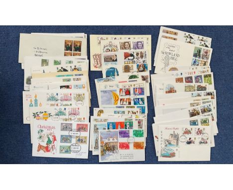 48 FDC with Stamps and Various FDI Postmarks, Includes British Dogs 1979, Liverpool &amp; Manchester Railway 1980, British Ga