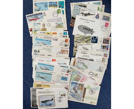 45 FDC many are Military with Stamps and Various FDI Postmarks, Including Military History III Sunderland (Silk) 1987, Milita