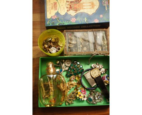 Collection of costume jewellery vintage buttons &  used Christian Dior perfume 