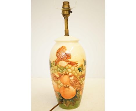 Moorcroft Finches & fruit lamp Height 39 cm (no shade)