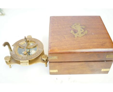 Boxed brass compass 