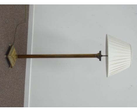 20th century Corinthian column standard lamp, square leaf moulded base with hairy paw feet, with shade, H164cm (total)