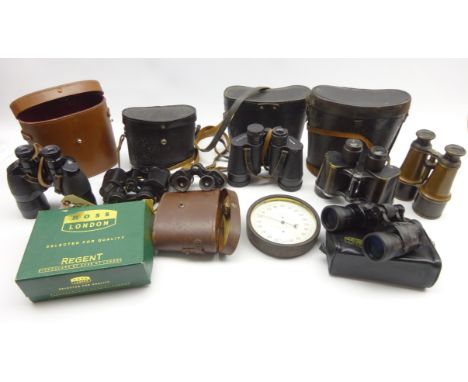 Pair Carl Zeiss Jena Delactis 8x40 binoculars, No.1153451, in leather case, Ross of London 12 x 40 Solaross binoculars in lea