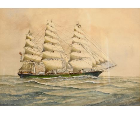 J.E. Cooper (British exh.1922-26): 'Romanoff' ship's portrait, watercolour signed and titled 25cm x 35cm Condition Report &am