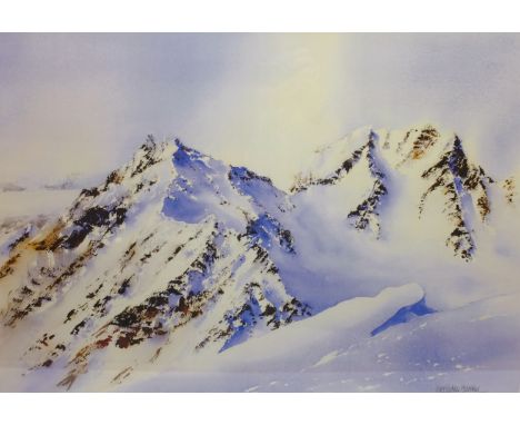 After Hilde Eilertsen Sletvold (Norwegian 1965-): Mountain Landscape, colour print signed in pen 46cm x 66cm