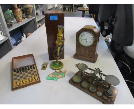 Victorian mahogany cased brass and lacquered microscope with accessories and microscope slides, a late 19th/early 20th centur