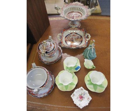 A Shelley part teaset, a real Ironstone china part dinner service and a Royal Worcester Sweet Anne figure and a Crown Derby t