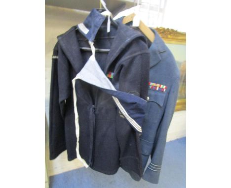 A Royal Naval reserve and an RAF uniform and a German World War II army jacket 