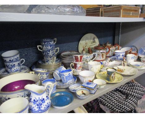 A Brownfield part teaset and others, mixed coffee cans with miscellaneous saucers and trinket dishes, together with a small q