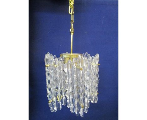 A Carl Fagerlund b1915, Swedish, designed for Orrefors, a glass ceiling light with brass frame, circa 1960Location: 5:5 