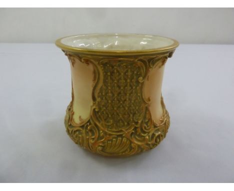 Royal Worcester 19th century vase decorated with gilded scrolls and trellis work, marks to the base