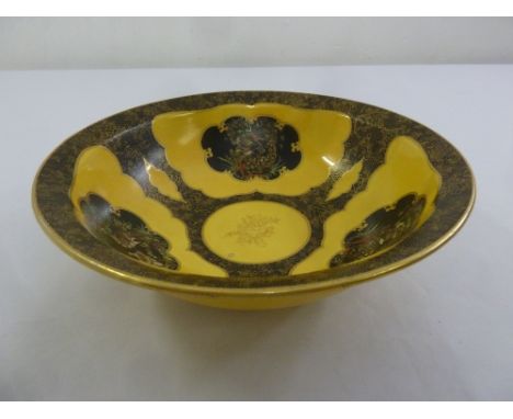 A Carltonware yellow ground bowl in the Oriental style, marks to the base