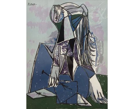 A contemporary large limited edition giclée print after the original painting titled 'Portrait of Sylvette David' by Pablo Pi