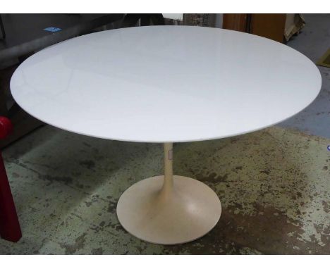 AFTER EERO SAARINEN TULIP STYLE DINING TABLE, 120cm diam x 73cm H (with faults). 