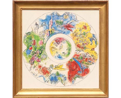 MARC CHAGALL 'Ceiling of the Paris Opera House', off set lithograph, plate signed, 50cm x 45cm, framed and glazed. 