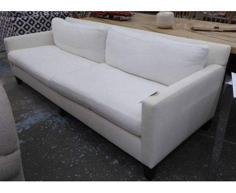 BEN WHISTLER LTD SOFA, ivory white fabric finish, 240cm W. (with faults) 