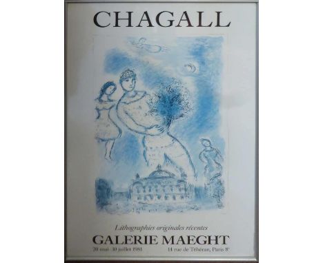 MARC CHAGALL 'Gallerie Maeght', 1981, offset lithograph poster, 91cm x 60cm, framed and glazed. 