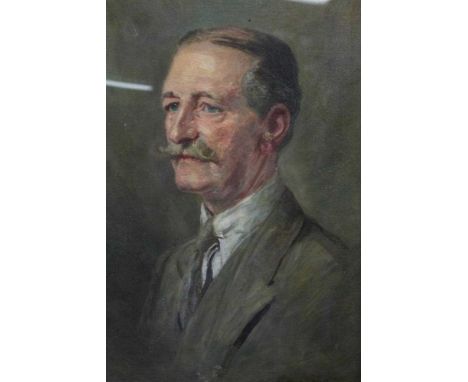 L. Graham Smith, 1930s oil on canvas - portrait of a moustached Gentleman, signed and dated 1933, in glazed gilt frame, 58cm 