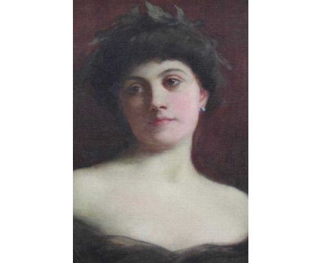 Late 19th/early 20th century oil on canvas - portrait of a lady, in gilt frame, 44cm x 34cm Condition report: Provenance: fro