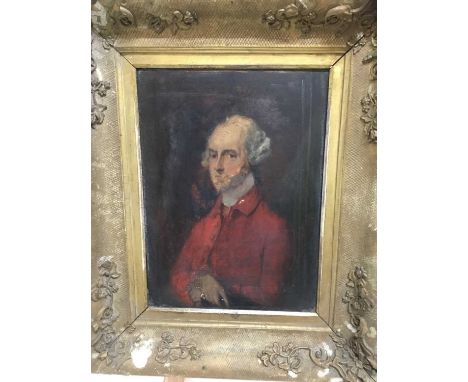 English School, early 19th century oil on board, half length portrait of a gentleman, named verso as William Earl of Dartmoor