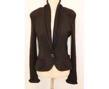 Christian Dior Boutique brown wool mix fitted jacket with brown silk lining with embroidered CD logo, size 12   CONDITION REP