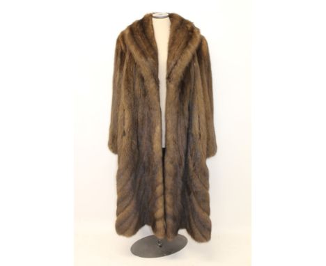 Vintage sable fur full-length coat with curving pelt design, size medium - large   CONDITION REPORT  Condition very good, int