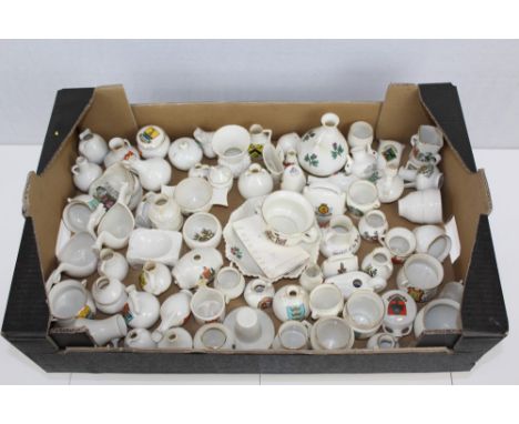 Collection of W. H. Goss crested china - various shapes and crests (1 box)