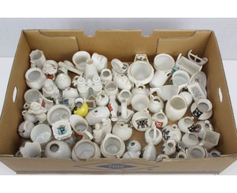 Collection of W. H. Goss crested china - various shapes and crests (1 box)