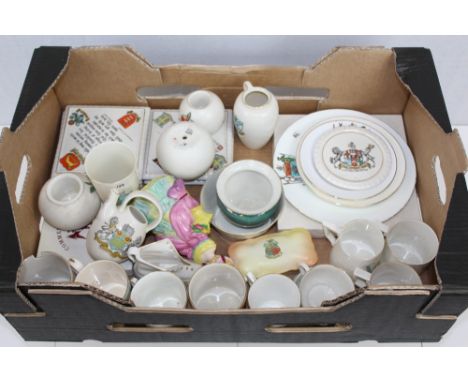 Collection of W. H. Goss and other crested china - including teapot stands, figures, cups and  beakers   CONDITION REPORT  Th