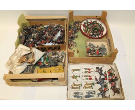 Large selection of lead figures - by various manufacturers - including military First and Second World War, Medieval knights,