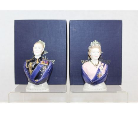 Pair of Royal Worcester limited edition candle snuffers, Queen Elizabeth II and The Duke of Edinburgh - both boxed