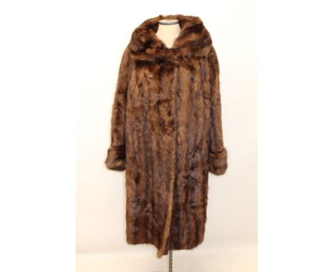 Vintage musquash fur coat by Fields of Glasgow - wide sleeves with turned back cuffs