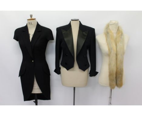 Christian Dior Boutique short black evening jacket with silk lapels and logo buttons, size 38, no. 11226, Christian Dior Bout