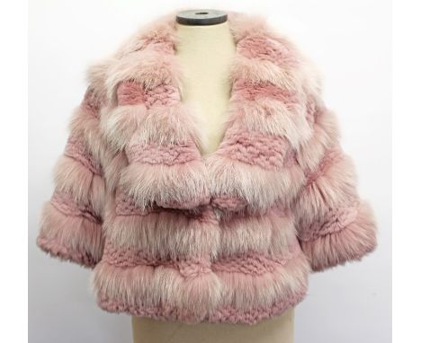 Christian Dior Boutique pink fur short bolero jacket with wide three-quarter length sleeves, pink lining, no. 91554