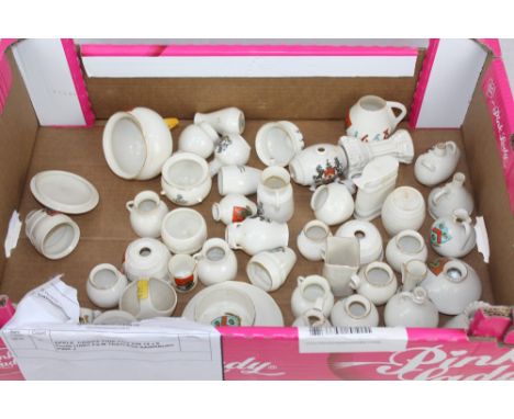Collection of W. H. Goss crested china, bearing the crests of Scarborough, Malton, Sir Walter Strickland Bart. Lord of the Ma