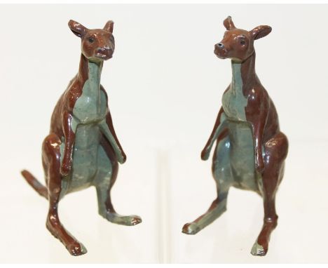 Two larger scale lead models of kangaroos - made in England