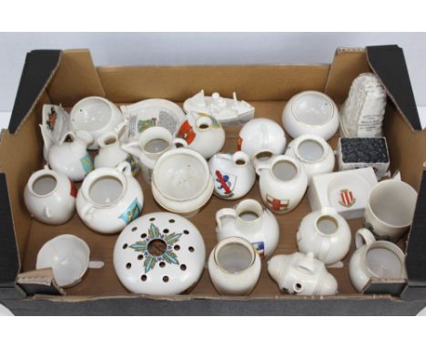 Collection of W. H. Goss and other crested china - various shapes and crests (1 box)