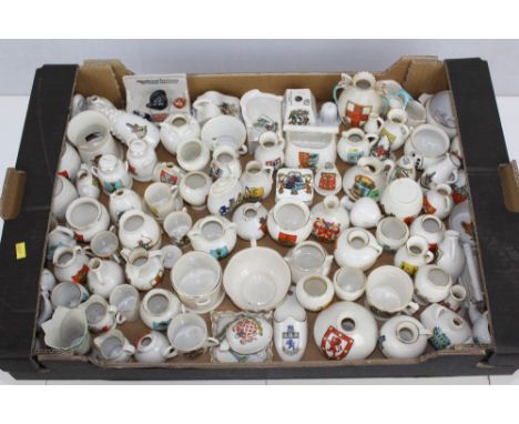 Collection of W. H. Goss crested china - various shapes and crests (1 box)