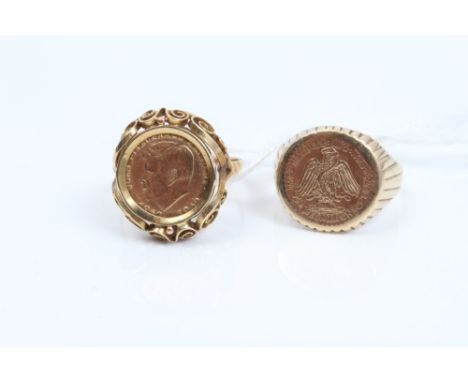 Gold (14ct) John F. Kennedy coin ring and one other gold medallion ring (2)   CONDITION REPORT  Total gross weight approx 6.7